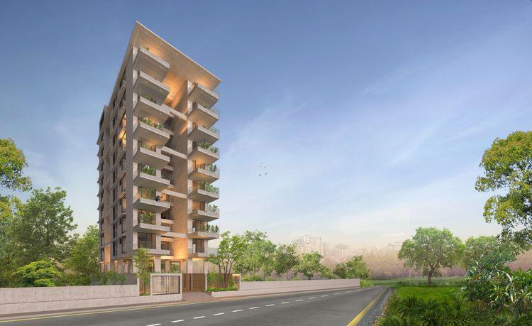jbs airi apartment's exterior night view Basundhara
