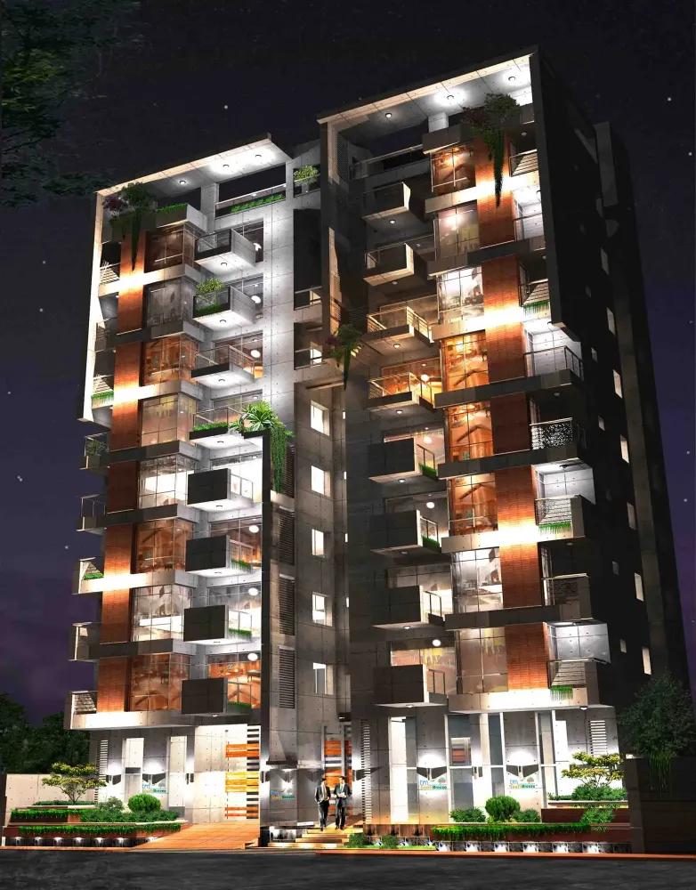 tm south breeze exterior night view বসুন্ধরা আবাসিক এলাকা