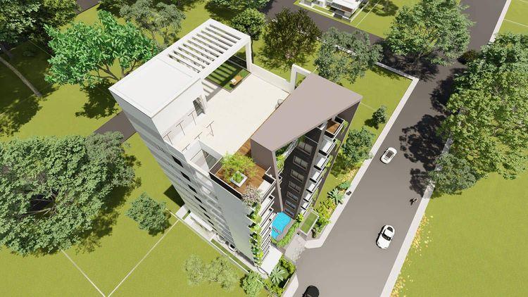 anwar landmark mecardonia apartment's roof view বসুন্ধরা আবাসিক এলাকা