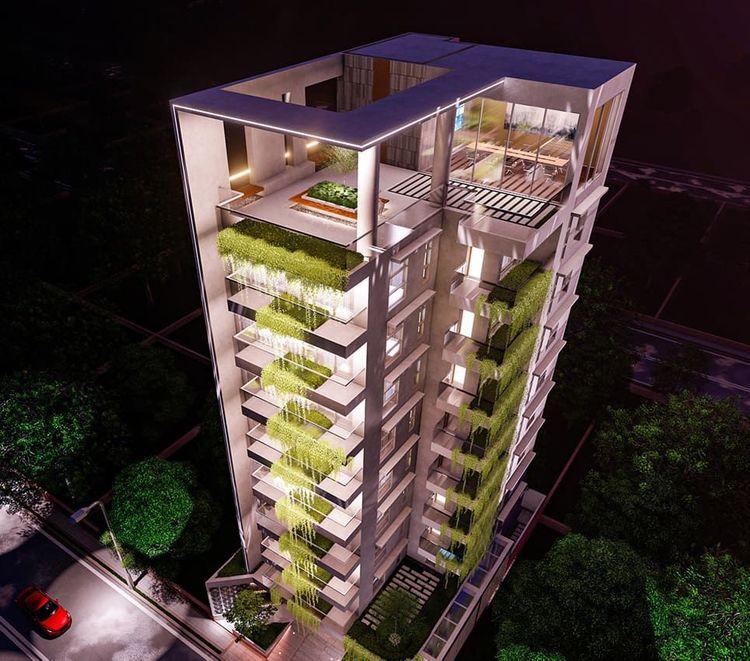 jbs shahnaj villa roof top night view বসুন্ধরা আবাসিক এলাকা